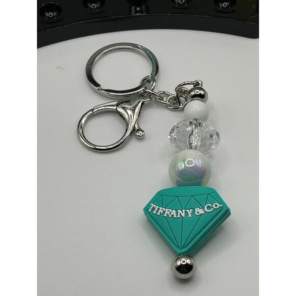 Tiffany Blue Beaded Pen & Keychain Set – Diamond Charm Gift for Her - Picture 8 of 8